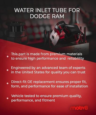 Motiv8 Water Inlet Tube Compatible with Dodge RAM 2500 3500 2007-2021 | 6.7L Diesel | Replaces 68213517AA in Kuwait