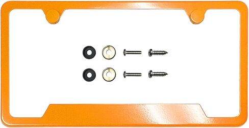 Bottom Cut OutLicense Plate Frame Combo Blue Mirror Chrome Electroplating Universal Fit Aluminum Screw On Cap Cover, T304 Stainless Steel, Rust Proof Weather Proof (Qty: 1 Frame) in Saudi Arabia