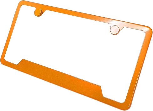 Bottom Cut OutLicense Plate Frame Combo Blue Mirror Chrome Electroplating Universal Fit Aluminum Screw On Cap Cover, T304 Stainless Steel, Rust Proof Weather Proof (Qty: 1 Frame) in Saudi Arabia