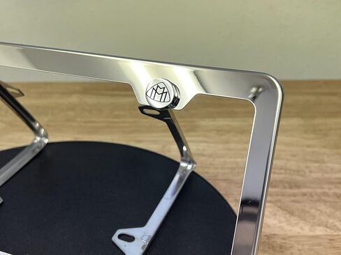 (Qty: 1 Frame) Compatible with Maybach License Plate Frame with Metal Caps Material: T304 Stainless Steel Color: Matte Black Lettering: Laser Etching in Saudi Arabia