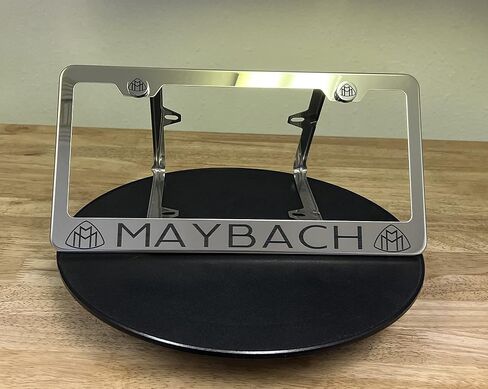 (Qty: 1 Frame) Compatible with Maybach License Plate Frame with Metal Caps Material: T304 Stainless Steel Color: Matte Black Lettering: Laser Etching in Saudi Arabia
