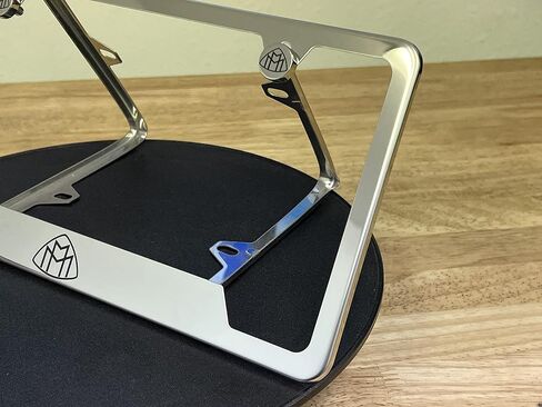 (Qty: 1 Frame) Compatible with Maybach License Plate Frame with Metal Caps Material: T304 Stainless Steel Color: Matte Black Lettering: Laser Etching in Saudi Arabia