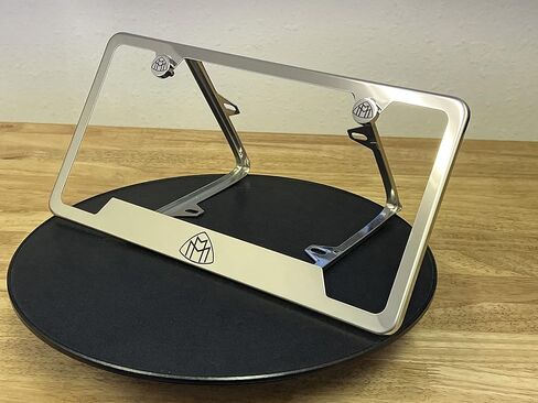 (Qty: 1 Frame) Compatible with Maybach License Plate Frame with Metal Caps Material: T304 Stainless Steel Color: Matte Black Lettering: Laser Etching in Saudi Arabia