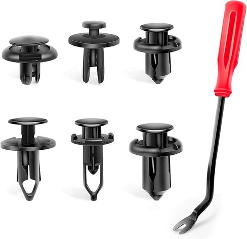 120 قطعة 6.8 مم 7.8 مم 8.5 مم 10 مم مشابك تثبيت ممتص الصدمات، مشابك تثبيت بلاستيكية، مشابك رفرف لوحة زخرفة الباب، مشابك ممتص الصدمات مع أداة إزالة تثبيت واحدة (أسود) in Kuwait