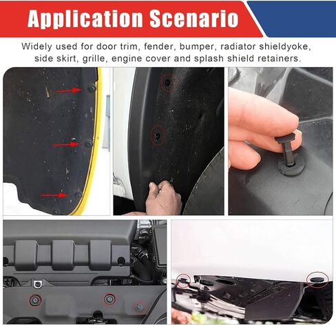 120 قطعة 6.8 مم 7.8 مم 8.5 مم 10 مم مشابك تثبيت ممتص الصدمات، مشابك تثبيت بلاستيكية، مشابك رفرف لوحة زخرفة الباب، مشابك ممتص الصدمات مع أداة إزالة تثبيت واحدة (أسود) in Kuwait