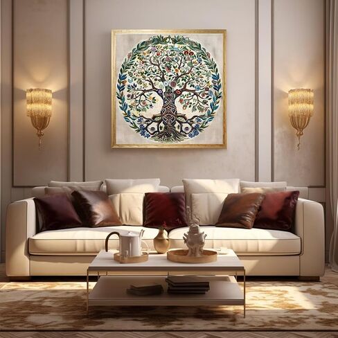 Xinpinzhou Tree of Life 11ct Cross Stitch Kits, 11 CT Funny Pre Printed Counted Stamped Cross Stitch Embroidery Needlepoint Needlework Patterns Kits for Beginners Adults Crossstitch 40x40 cm in Saudi Arabia