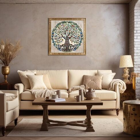 Xinpinzhou Tree of Life 11ct Cross Stitch Kits, 11 CT Funny Pre Printed Counted Stamped Cross Stitch Embroidery Needlepoint Needlework Patterns Kits for Beginners Adults Crossstitch 40x40 cm in Saudi Arabia