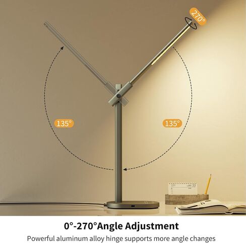 مصباح مكتبي حديث من ProtoArc، ​​مصباح مكتب LED قابل للتعتيم من سبائك الألومنيوم المعدنية مع منفذ شحن USB، مصباح طاولة للعناية بالعين، تحكم باللمس، 5 أوضاع ألوان، 6 مستويات سطوع، مؤقت لغرفة نوم المكتب المنزلي in Saudi Arabia