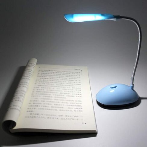 مصباح مكتب LED صغير، محمول 4 مصابيح LED لطاولة الدراسة والعناية بالعين وأضواء للقراءة بزر التحكم للقراءة والاسترخاء وقت النوم (أزرق) in Saudi Arabia