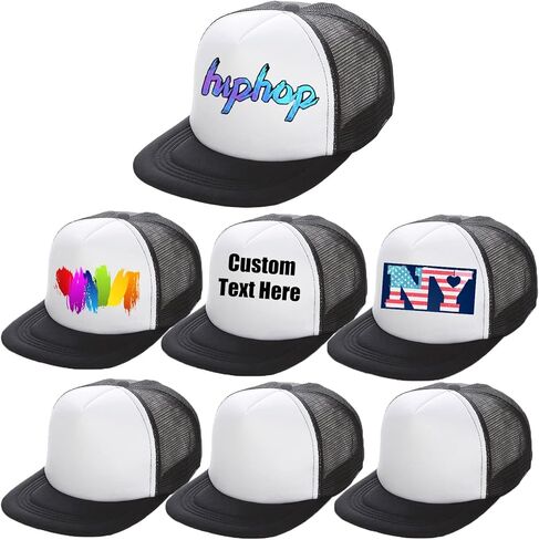 7 Pack Snapback Hat Blank Sublimation Flat Bill Trucker Hat Hip-Hop Mesh Back Baseball Cap for Men Women in Saudi Arabia