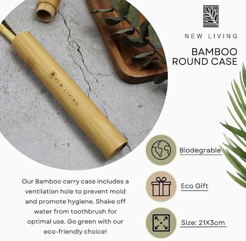 Bamboo Toothbrush Holder | Bamboo Carry Case | Biodegrade Eco Product | 21cm Natural Product in Saudi Arabia