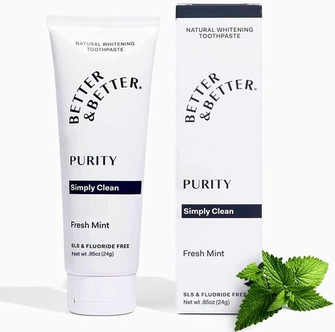 Better & Better Purity Toothpaste | Fluoride Free, SLS Free Toothpaste for Sensitive Brushers | 1 CT Mini Tube | Fresh Breath with Organic Mints | Natural, Vegan, Whitening Toothpaste to Remove Plaque in Saudi Arabia