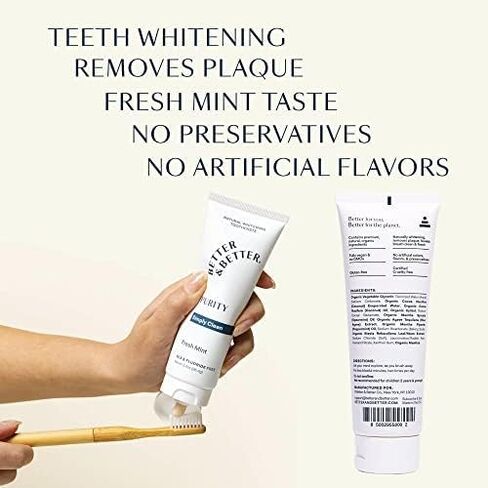 Better & Better Purity Toothpaste | Fluoride Free, SLS Free Toothpaste for Sensitive Brushers | 1 CT Mini Tube | Fresh Breath with Organic Mints | Natural, Vegan, Whitening Toothpaste to Remove Plaque in Saudi Arabia