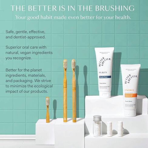 Better & Better Purity Toothpaste | Fluoride Free, SLS Free Toothpaste for Sensitive Brushers | 1 CT Mini Tube | Fresh Breath with Organic Mints | Natural, Vegan, Whitening Toothpaste to Remove Plaque in Kuwait