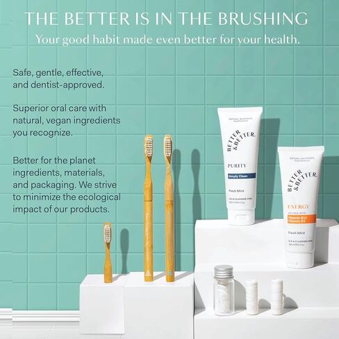 Better & Better Purity Toothpaste | Fluoride Free, SLS Free Toothpaste for Sensitive Brushers | 1 CT Mini Tube | Fresh Breath with Organic Mints | Natural, Vegan, Whitening Toothpaste to Remove Plaque in Saudi Arabia