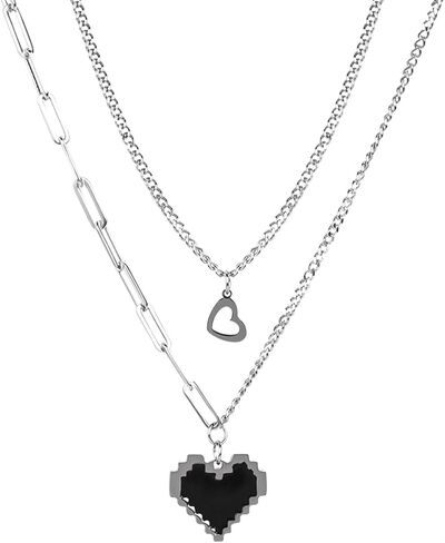 H'studoo Two overlapping fashion necklaces mosaic heart-shaped necklaces in Saudi Arabia
