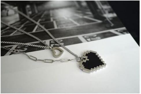 H'studoo Two overlapping fashion necklaces mosaic heart-shaped necklaces in Saudi Arabia