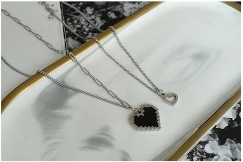 H'studoo Two overlapping fashion necklaces mosaic heart-shaped necklaces in Saudi Arabia