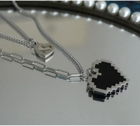 H'studoo Two overlapping fashion necklaces mosaic heart-shaped necklaces in Saudi Arabia
