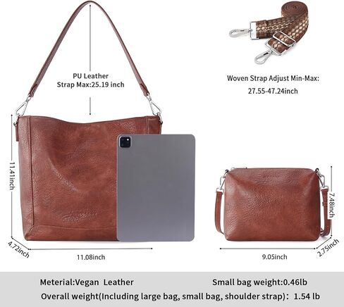 HKCLUF 2PCS/Set Crossbody Bags for Women Trendy Vegen Leather Small Hobo Purses Shoulder Bucket Bags Set With 2PCS Strap in Saudi Arabia