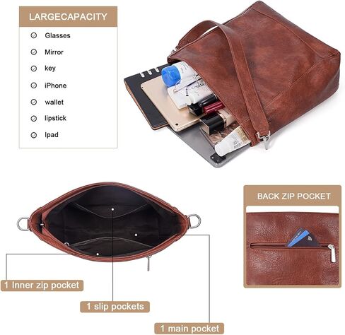 HKCLUF 2PCS/Set Crossbody Bags for Women Trendy Vegen Leather Small Hobo Purses Shoulder Bucket Bags Set With 2PCS Strap in Saudi Arabia