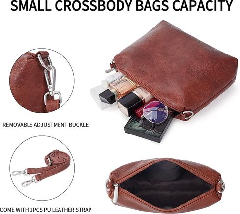 HKCLUF 2PCS/Set Crossbody Bags for Women Trendy Vegen Leather Small Hobo Purses Shoulder Bucket Bags Set With 2PCS Strap in Saudi Arabia