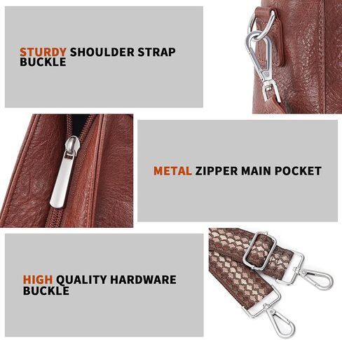 HKCLUF 2PCS/Set Crossbody Bags for Women Trendy Vegen Leather Small Hobo Purses Shoulder Bucket Bags Set With 2PCS Strap in Saudi Arabia