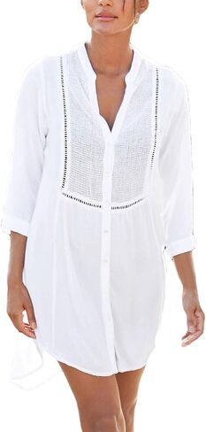 Eddoyee Summer Casual Swimsuit Cover Ups for Women Beach Shirt Tunic Dress in Saudi Arabia