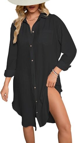 Eddoyee Summer Casual Swimsuit Cover Ups for Women Beach Shirt Tunic Dress in Saudi Arabia