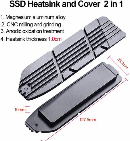 JOYJOM PS5 SSD Heatsink: غطاء PS5 Heatsink SSD مع مبدد حراري بسمك 1 سم من الألومنيوم، 2280 NVME منصات حرارية، براغي PS5 SSD ومجموعة ملحقات تبريد مفك البراغي لـ PS5 SSD in Kuwait
