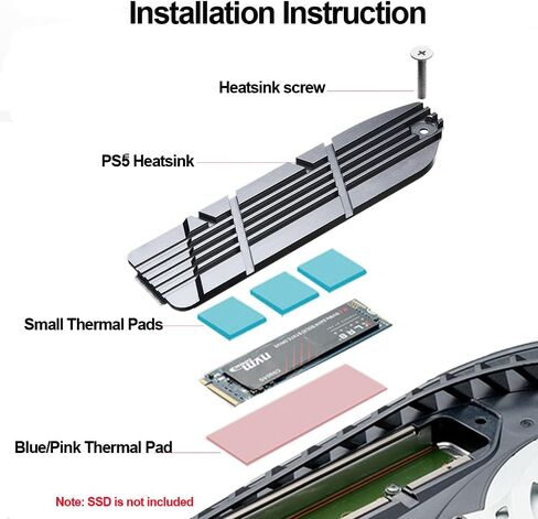 JOYJOM PS5 SSD Heatsink: غطاء PS5 Heatsink SSD مع مبدد حراري بسمك 1 سم من الألومنيوم، 2280 NVME منصات حرارية، براغي PS5 SSD ومجموعة ملحقات تبريد مفك البراغي لـ PS5 SSD in Kuwait
