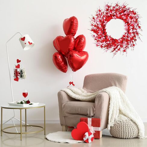 Sggvecsy 20in Valentine's Day Wreath Artificial Pink Forsythia Wreath Spring Summer Fake Foam Flower Handmade Wreath with Pink Red Forsythia for Gifts Festival Front Door Window Wall Farmhouse Decor in Saudi Arabia