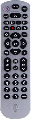GE Universal Remote Control for Samsung, Vizio, LG, Sony, Sharp, Roku, Apple TV, RCA, Panasonic, Smart TVs, Streaming Players, Blu-ray, DVD, 3-Device, Black, 34456 in Saudi Arabia