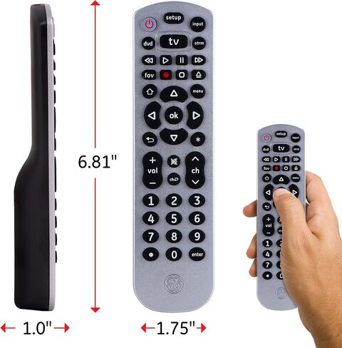 GE Universal Remote Control for Samsung, Vizio, LG, Sony, Sharp, Roku, Apple TV, RCA, Panasonic, Smart TVs, Streaming Players, Blu-ray, DVD, 3-Device, Black, 34456 in Saudi Arabia