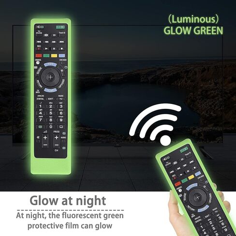 CHUNGHOP Protective Silicone Remote Case for Sony RMT-TX102U RMF-TX200U RMT-TX200U RMF-TX300U Smart Android TV Voice Remote Controller Washable Anti-Lost Remote Cover with Loop (Glow in Dark Blue) in Kuwait