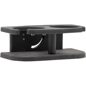 Extreme Max 3005.5689 Adjustable 2-Drink Mug Cup & Can Holder for Horizontal and Vertical Round Pontoon Rails - Black