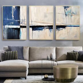 JCSMHVLA Modern Geometric Wall Art Orange Geometric Painting Modern Abstract Wall Art Canvas Orange Pictures Black Gold Beige Orange Geometric Wall Art for Living Room 16x24inx3pcs No Frame