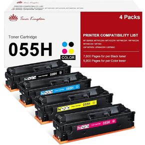 خرطوشة حبر 055H متوافقة مع Toner Kingdom 4 عبوات بديلة لطابعة Canon 055H 055 Color imageCLASS MF743Cdw MF741Cdw MF745Cdw MF746Cdw LBP664Cdw طابعة حبر (أسود، أصفر، سماوي، أرجواني) in Kuwait