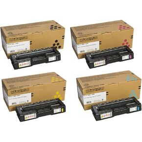 Ricoh SP C252HA Toner Cartridge KIT for SP C252DN /SP C252SF Printers, Consists of Black (407653), Cyan (407654) Magenta, (407655), Yellow (407656), Yields Up to 6500 Pages