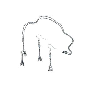 Eiffel Tower Paris Earring and Necklace Set, on sterling silver earwires