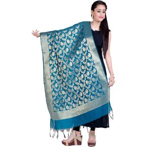 وشاح شاندراكالا باناراسي للنساء، وشاح شال ملفوف تشوني، أزرق (D267BLU) in Kuwait