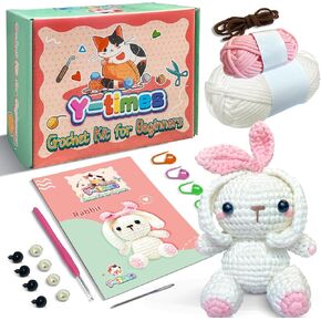 Y-times Crochet Kit for Beginners,DIY Turtle Crochet Kit,Learn to Crochet for Adults Kids,Animals Knitting Kit Supplies,Accessories including Yarn Hook -with Step-by-Step Video Tutorials