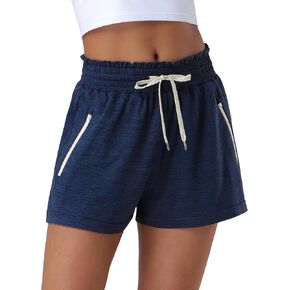 Pioneer Camp Women's High Waist Sweat Shorts Athletic Workout Running Sweatshorts 2 Zipper Pockets for Casual Gym Lounge