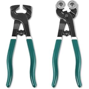 2Pcs Glass Tile Nippers Set,Heavy Duty Wheeled Glass Mosaic Nipper & Hd Ceramic Tile Nipper, Professional Mosaic Cutter Tool for Cutting Glass Mosaic, Ceramics,Stone, Metal (2Pcs)