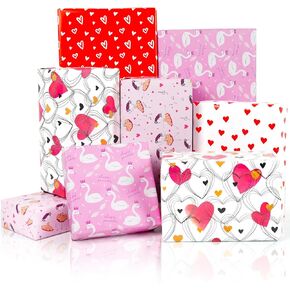 MAMUNU Gift Wrapping Paper for Girl Women, 12 Sheets Metallic Gold Foil and Pink Wrapping Paper, Gift Wrapping Paper Sheets for Birthday, Valentines Day, Wedding, Baby Shower, 28x20inch