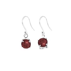 Raw Ruby Earrings Sterling Silver – Natural Raw Ruby 925 Silver Drop Dangle Earrings for Women – Red Ruby Gemstone Birthstone Earrings Jewelry Gift -Gift Box Packaging Included