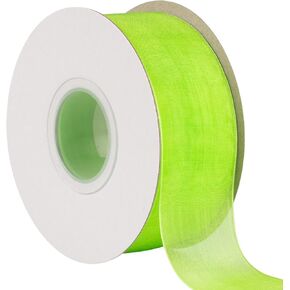 1-1/2" Sheer Organza Ribbon, Apple Green Shimmer Chiffon Ribbon for DIY Crafts Wedding Party Decorations, Gift Wrapping Bridal Bouquets (50 Yards)