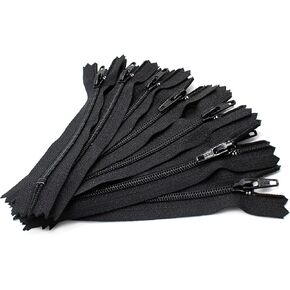 Black 8 inch YKK Nylon Zipper for Dresses Skirts Bags Pouches Pack of 12 pcs