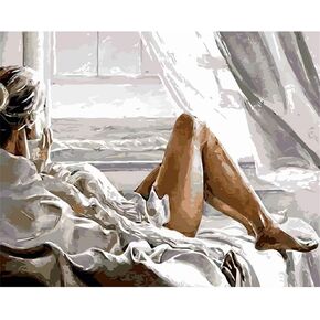 Diy Oil Painting Paint by Number Kit for Adults,Sexy Nude Woman,16''X20''