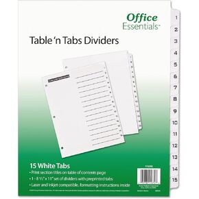 Office Essentials 11674 Table 'n Tabs Dividers, 15-Tab, Letter